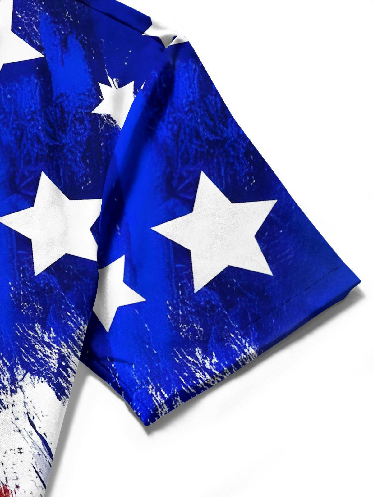 Independence Day Skull Men's Pocket Short Sleeve Shirts