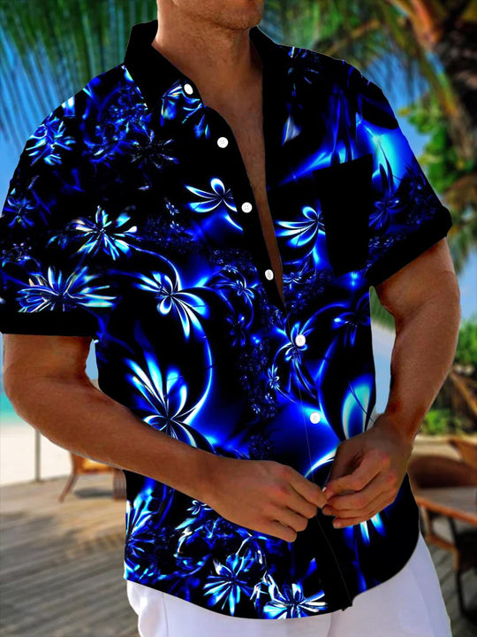 men abstract print short sleeve shirt front view