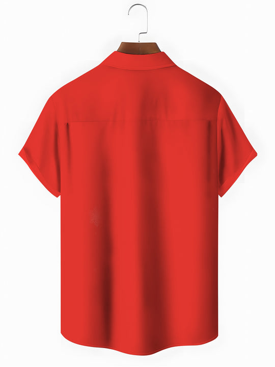 Men's short sleeve shirt with Christmas print back view