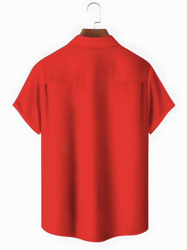 Men's short sleeve shirt with Christmas print back view