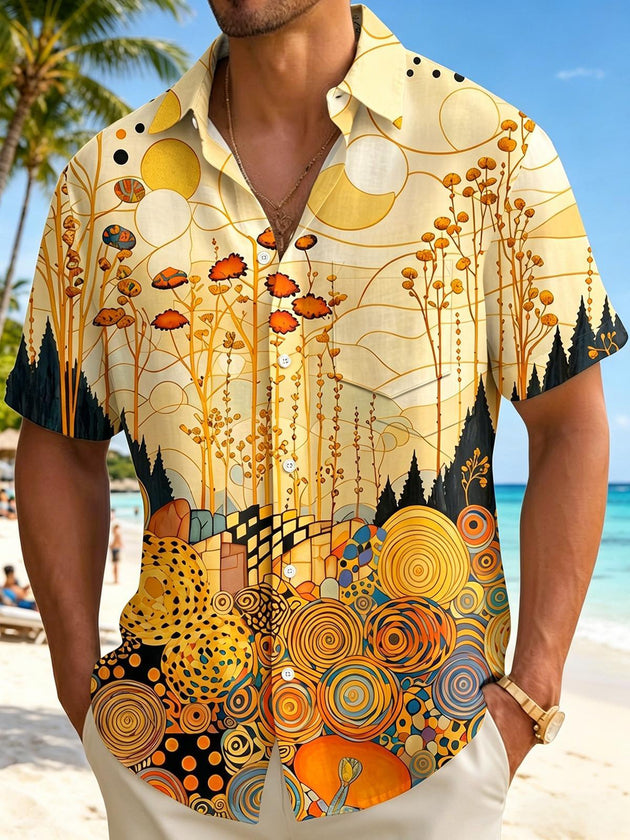 men's abstract print shirt front view