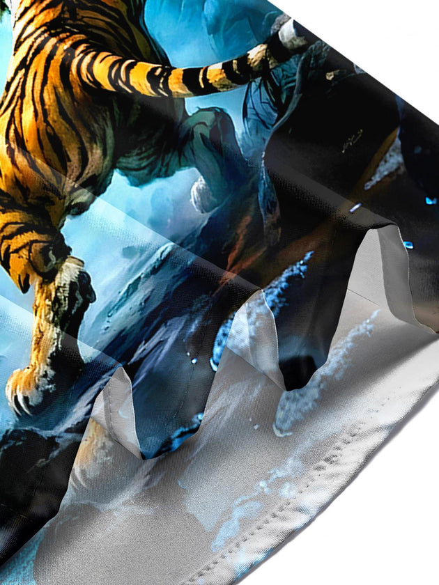 Men's dragon print short sleeve shirt lifestyle outdoor wear