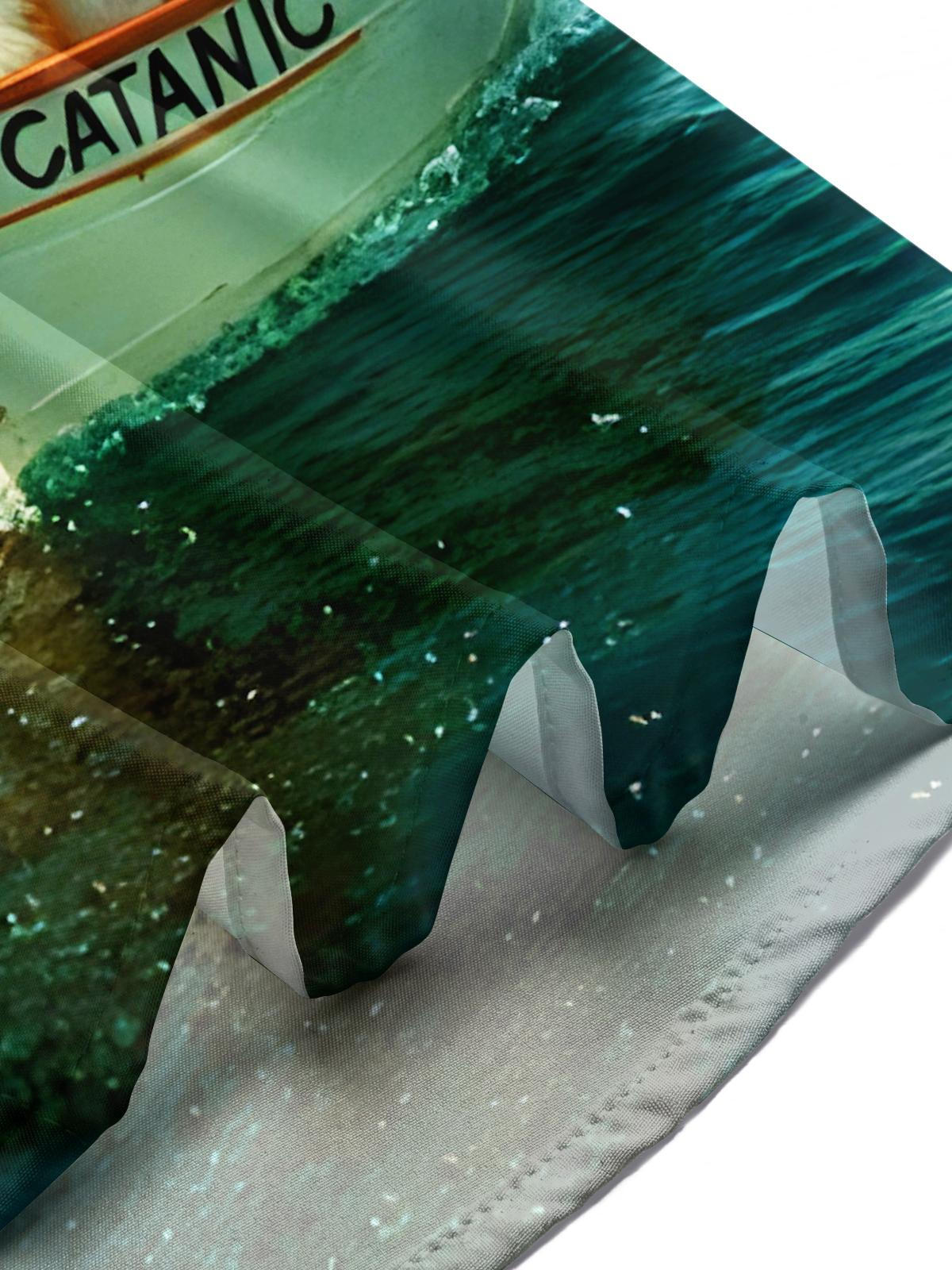 Fun Cat Titanic Boat Men's Pocket Short Sleeve Shirts