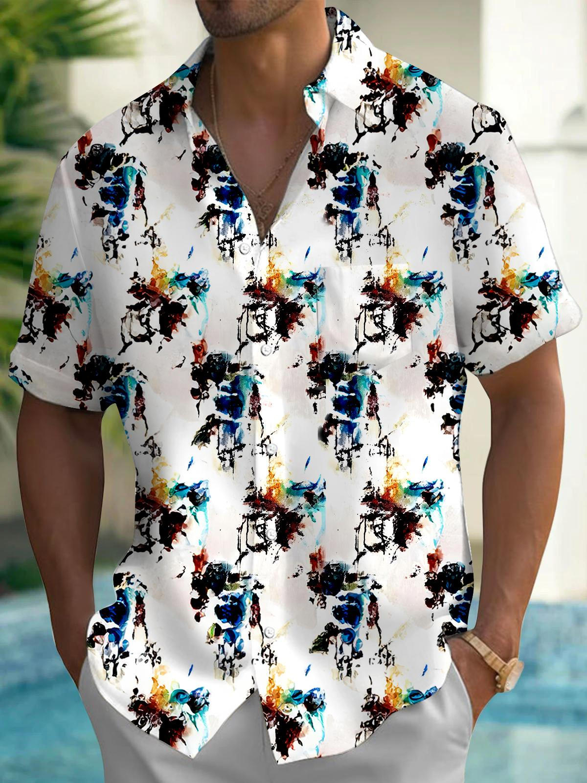 Abstract Men's Pocket Short Sleeve Shirts