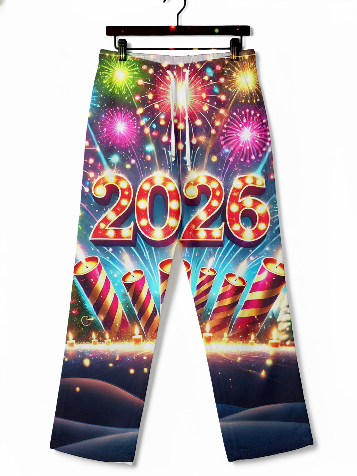2026 New Year Firework Men's Casual Elastic Waist Pants