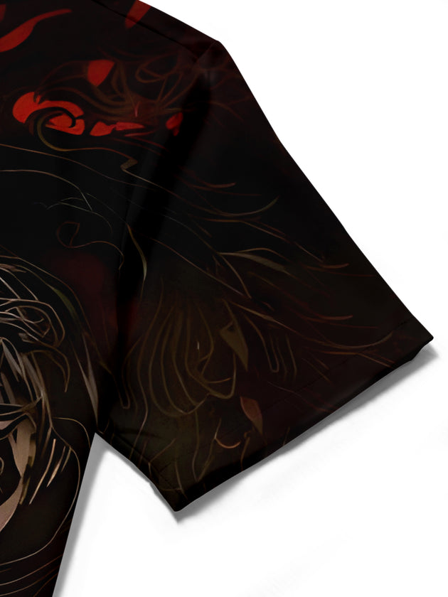 men's tiger print shirt close-up short sleeve