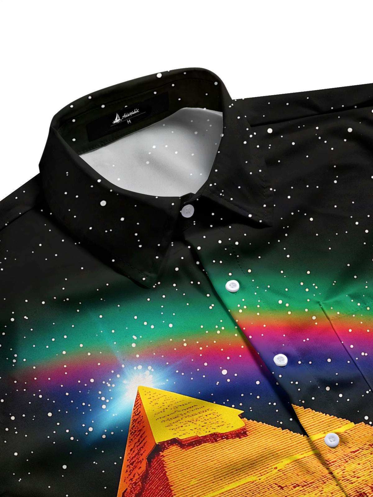 Pyramid Art Print Men's Pocket Short Sleeve Shirts