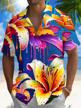 men's Hawaiian shirt front view tropical beach vacation