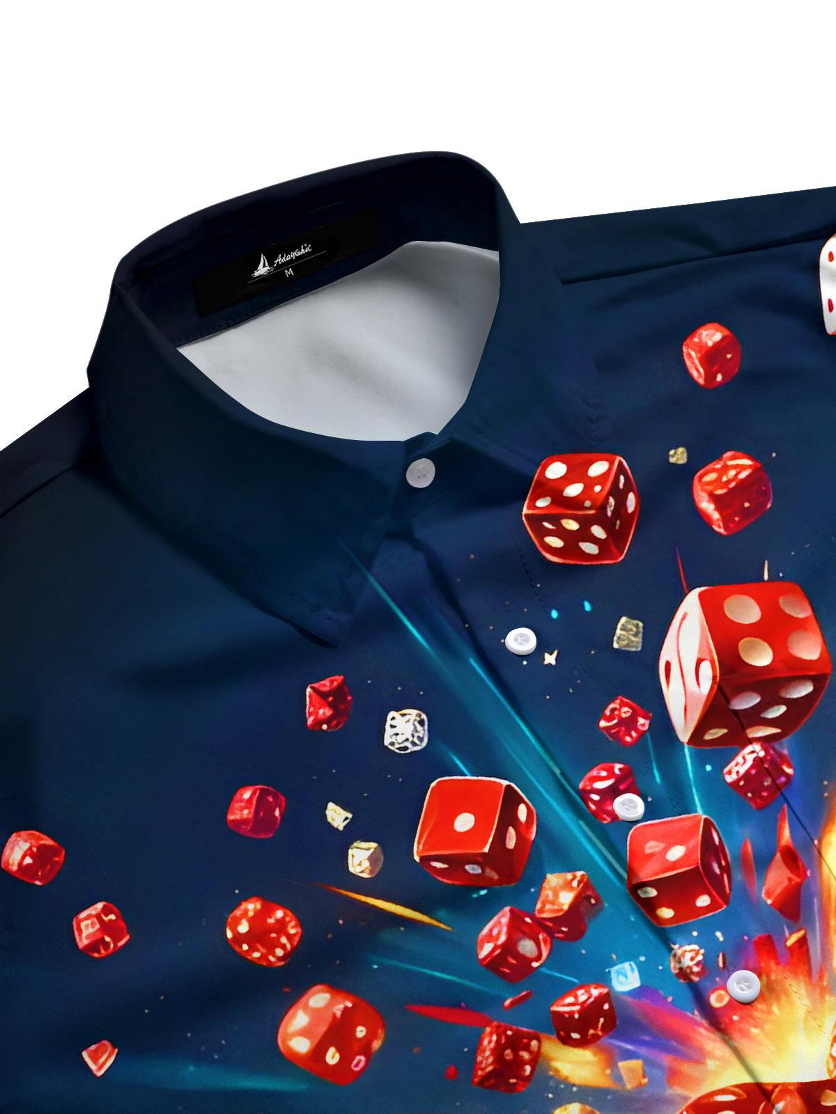 Fun Heart Dice Men's Pocket Short Sleeve Shirts