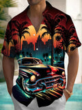 Car Coconut Tree Men's Pocket Short Sleeve Shirts