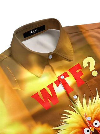 Men's funny chickens pocket half sleeve shirt side view