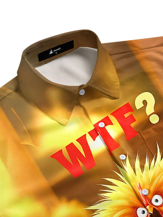 Men's funny chickens pocket half sleeve shirt side view