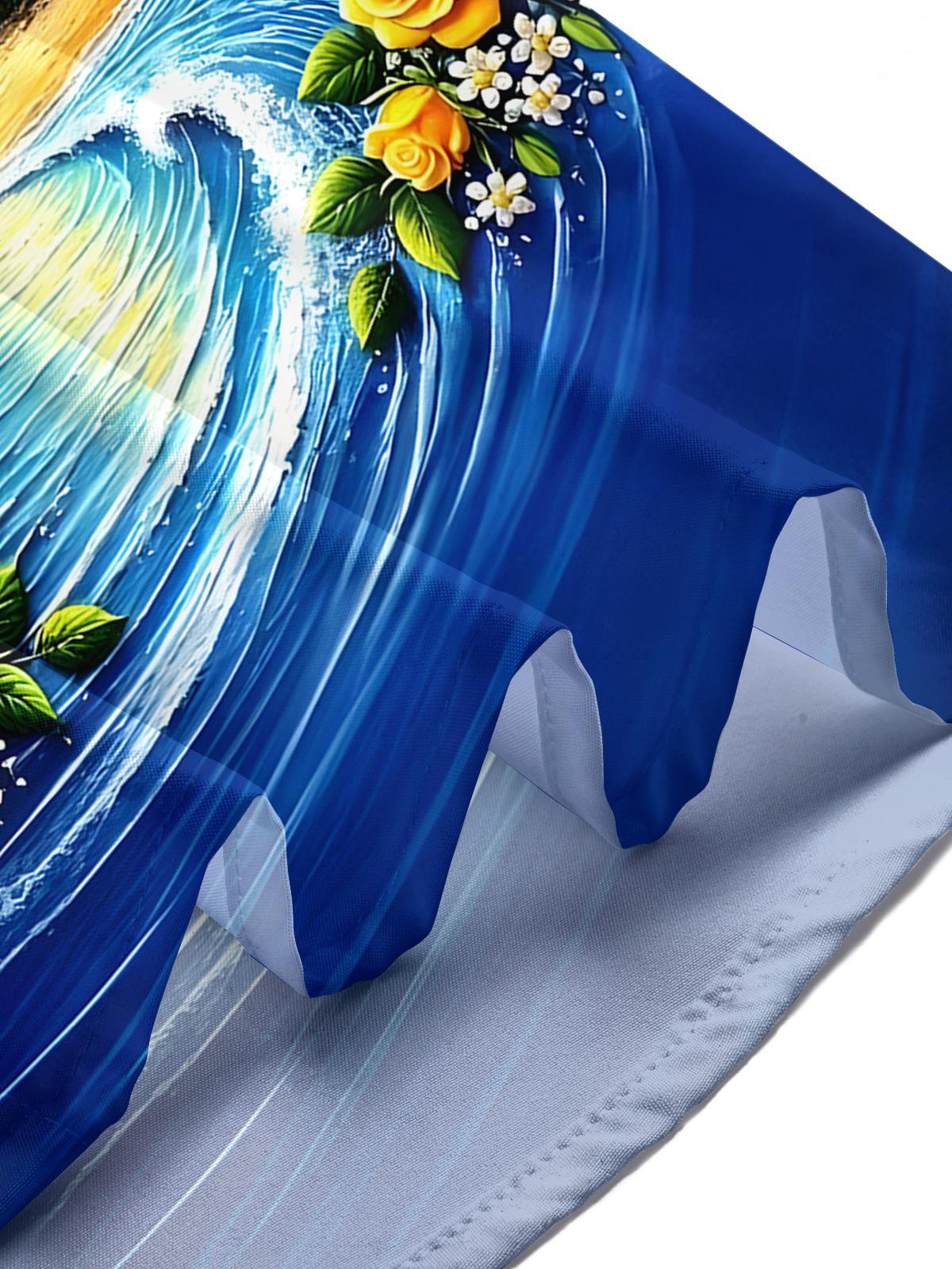 Hawaiian Lighthouse Floral Men's Pocket Short Sleeve Shirts