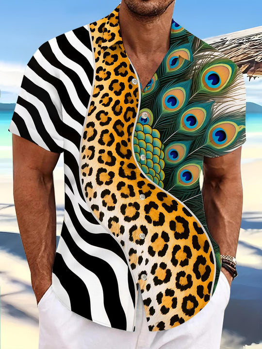 men's leopard print shirt front view