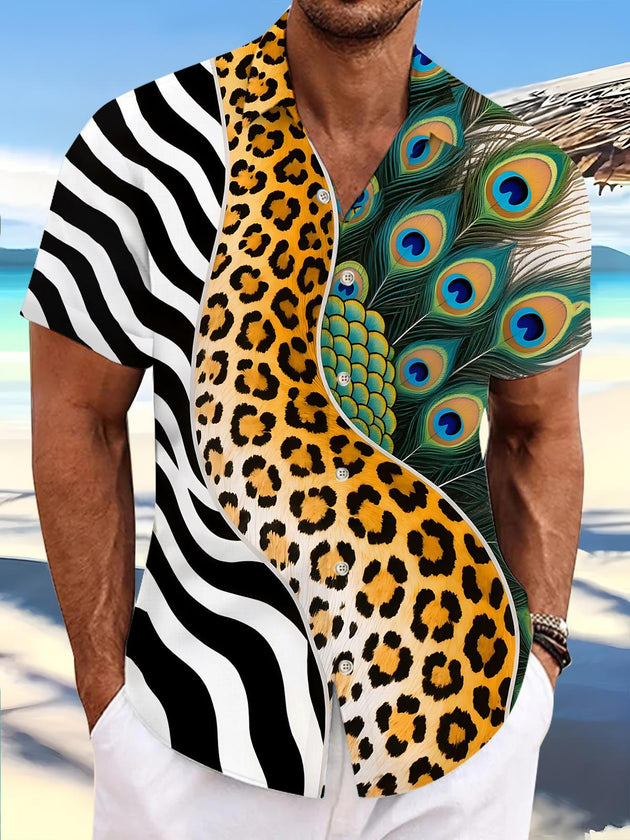 men's leopard print shirt front view