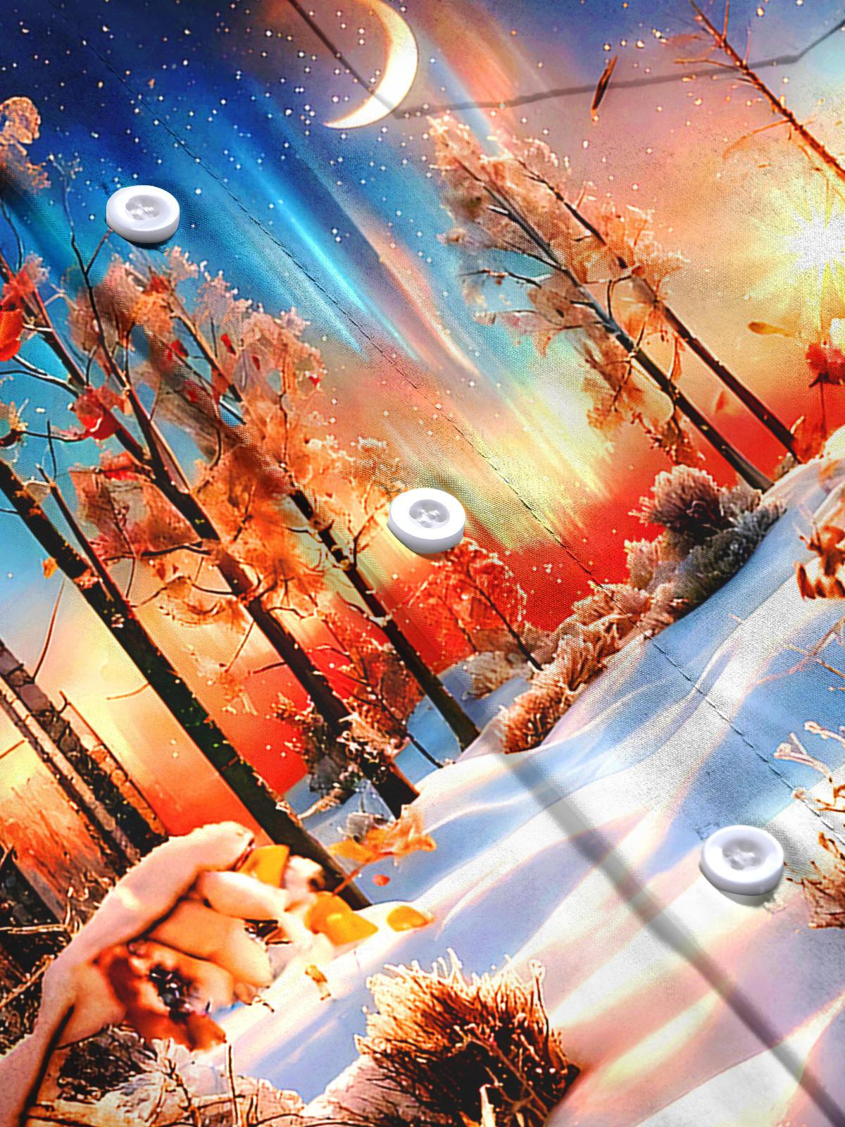 Winter Forest Men's Pocket Long Sleeve Shirts