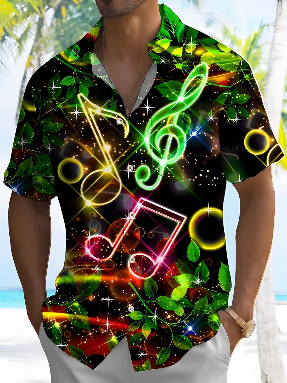 Musical Note Men's Pocket Short Sleeve Shirts