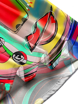 Men's abstract face art print pocket short sleeve shirt lifestyle