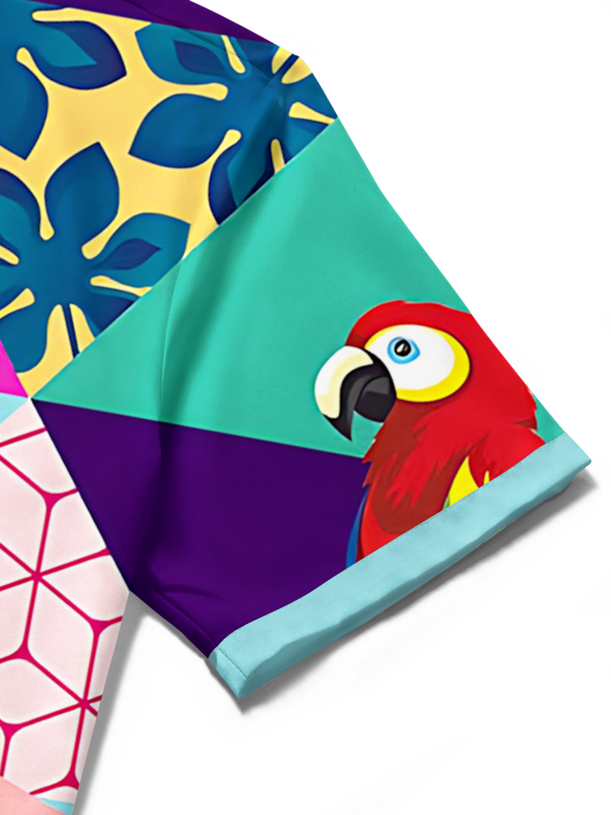 Hawaiian Plant Flamingo Parrot Print Men's Pocket Short Sleeve Shirts