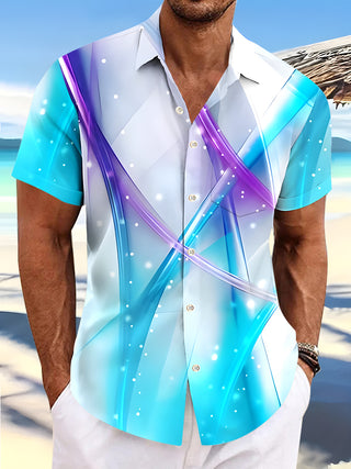 Men's abstract tie dye short sleeve shirt front view
