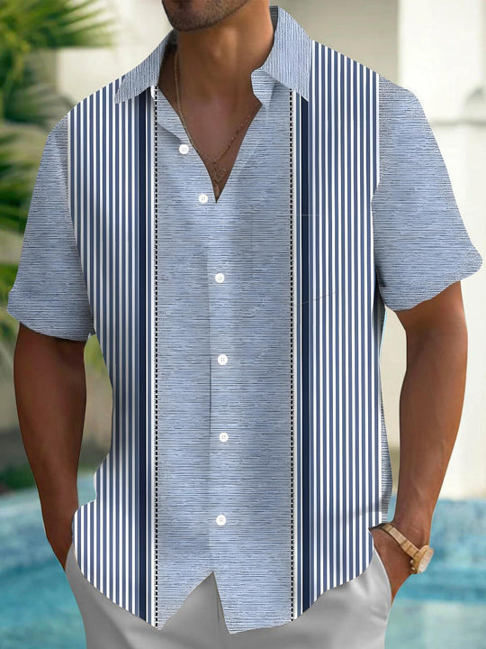 Men's geometric pocket short sleeve shirt front view
