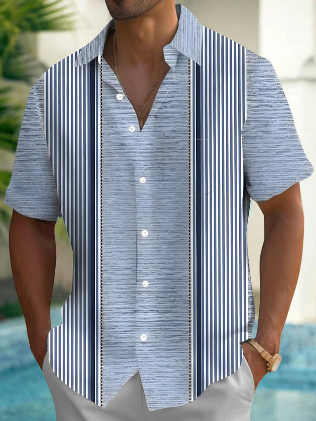 Men's geometric pocket short sleeve shirt front view