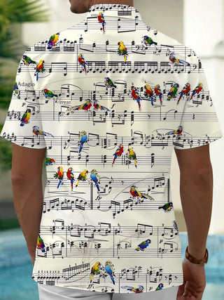 men's tropical bird print shirt back view