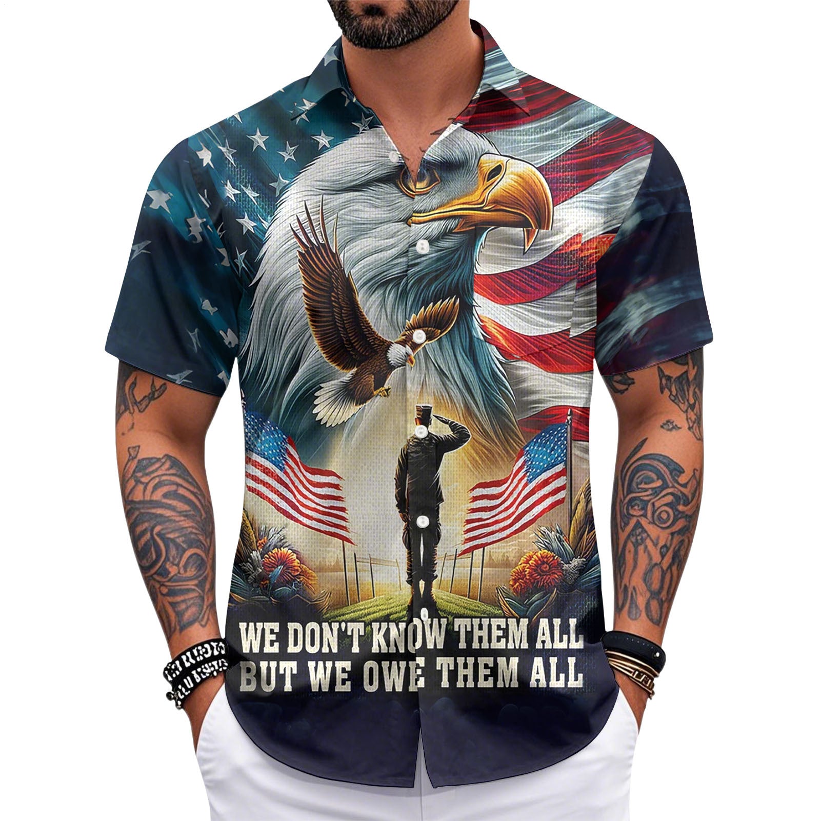 Patriotic Hawaiian Shirts for Men 250 Years Eagle Flag Patriotic Button Up Shirt Hawaiian Outfit for Parade sweetie