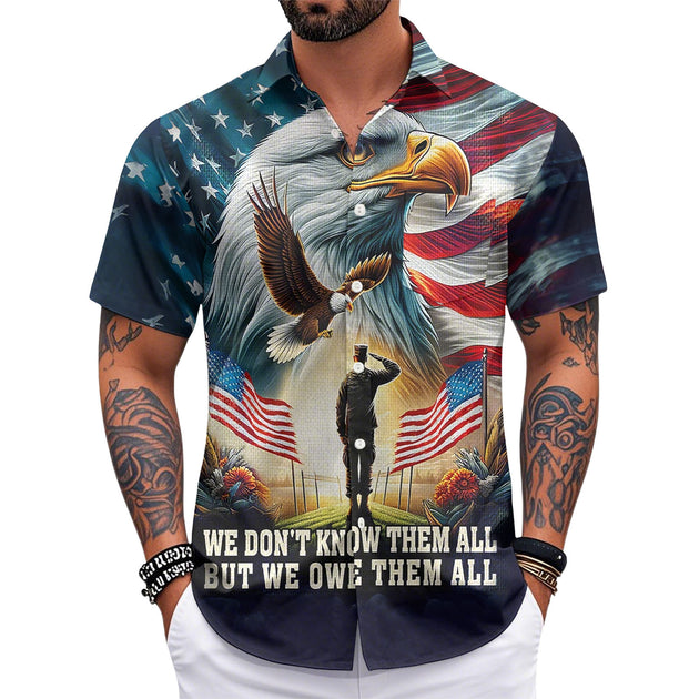 Patriotic Hawaiian Shirts for Men 250 Years Eagle Flag Patriotic Button Up Shirt Hawaiian Outfit for Parade sweetie
