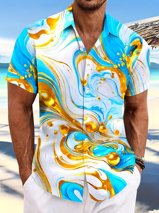Men's abstract print short sleeve shirt front view