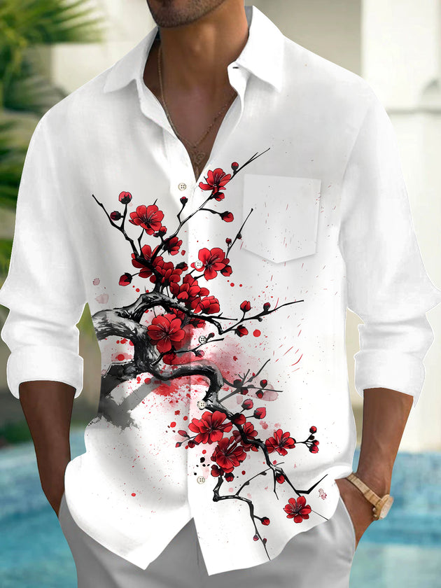 men's floral shirt front view