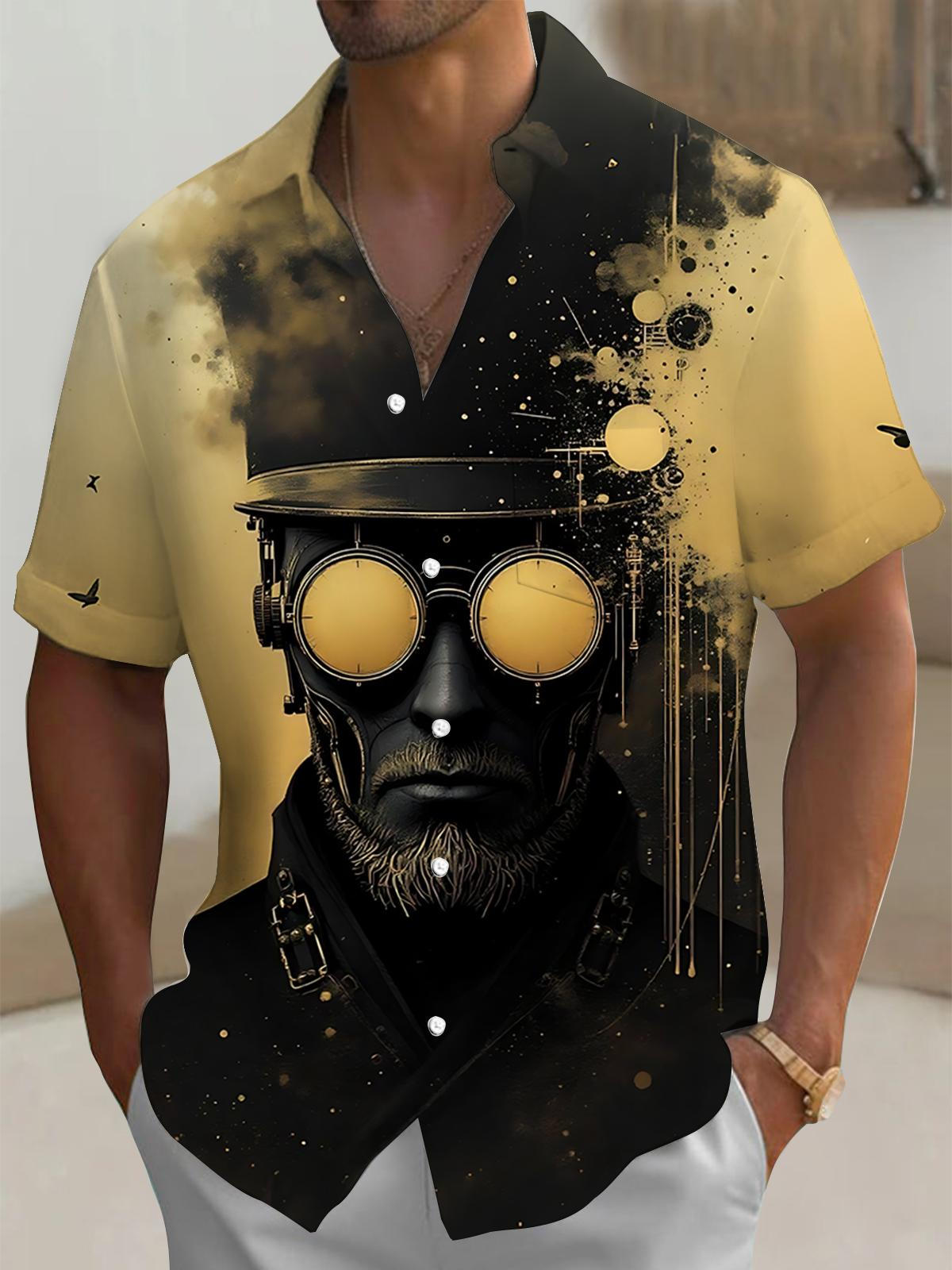 Portrait Art Print Men's Pocket Short Sleeve Shirts