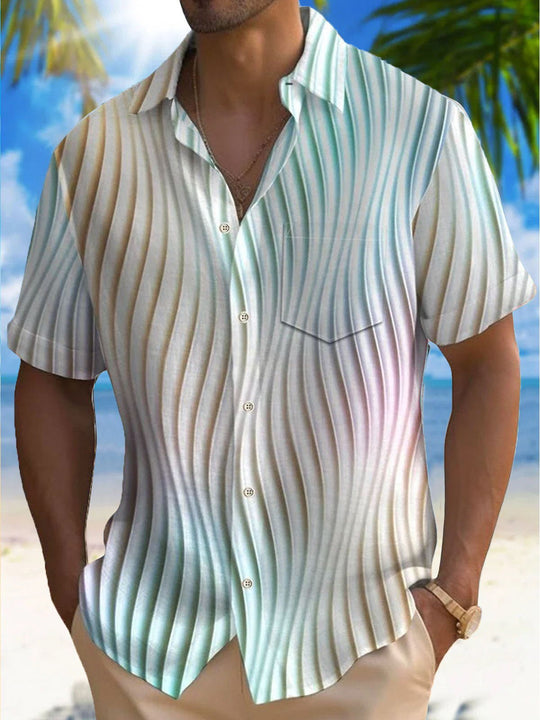 men's Hawaiian shirt front view tropical beach vacation