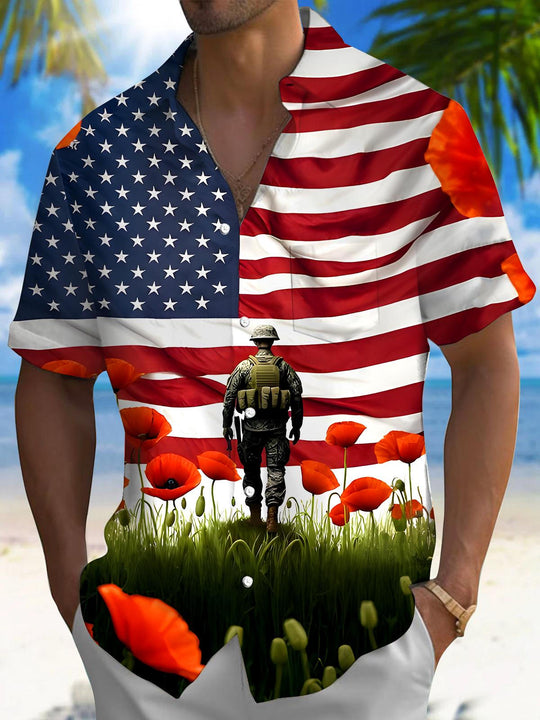 men's floral shirt front view Independence Day