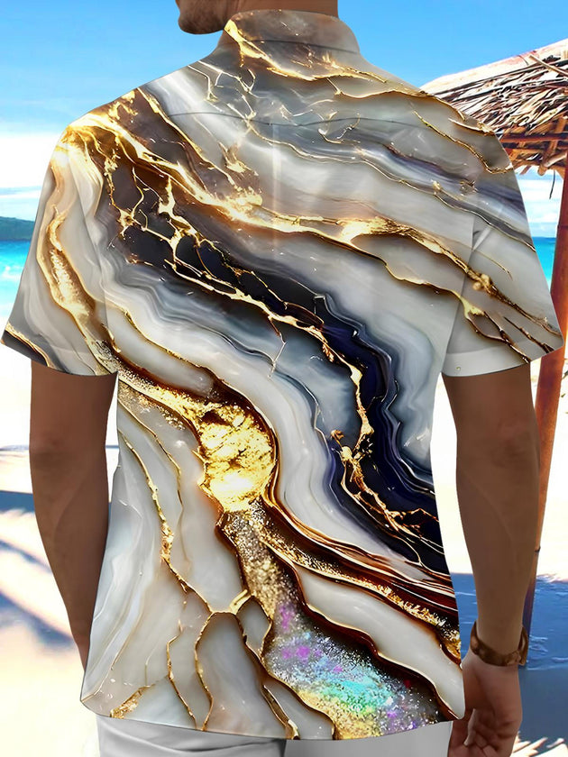 men's geometric print shirt back view