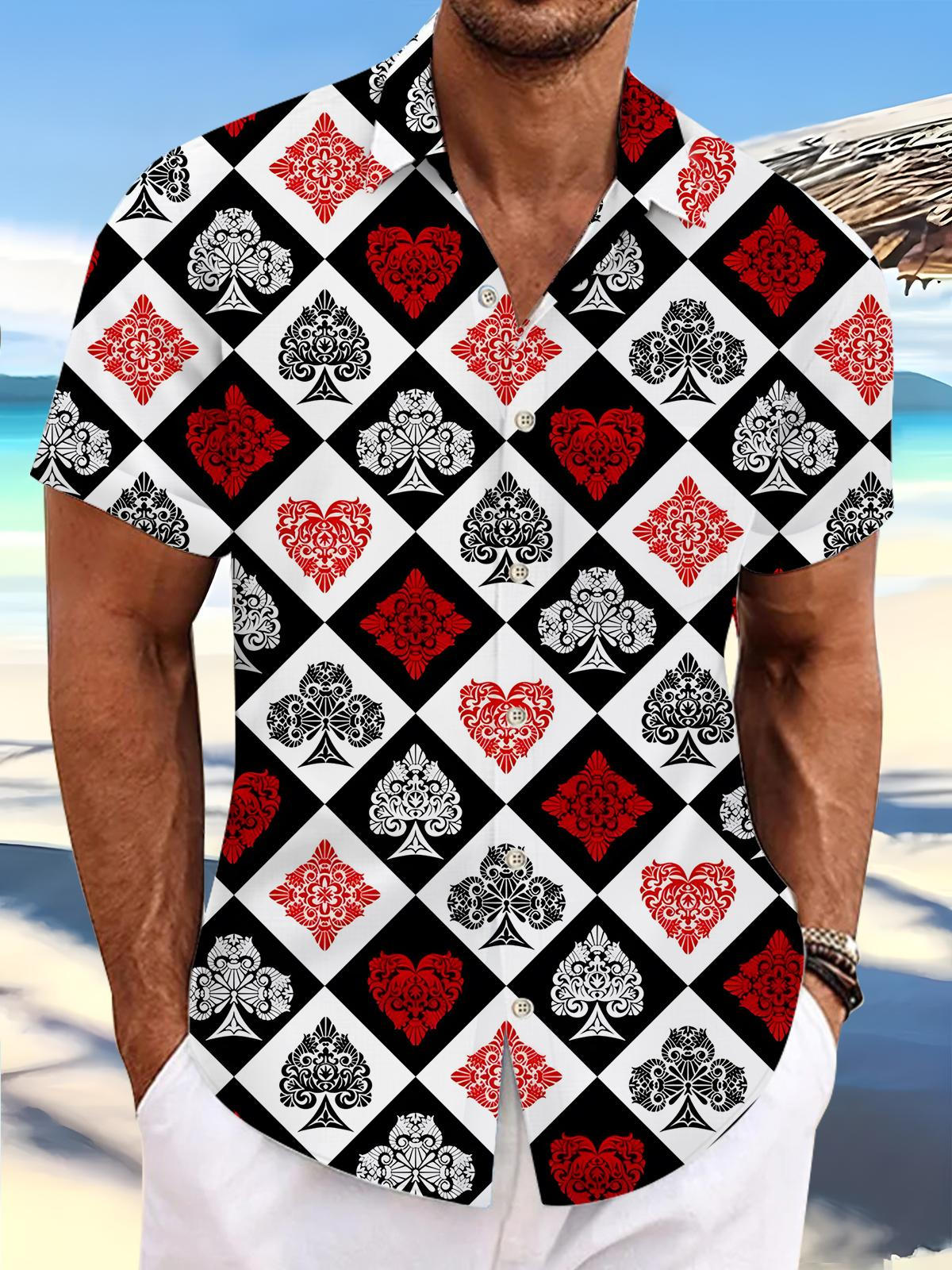 Poker Men's Pocket Short Sleeve Shirts