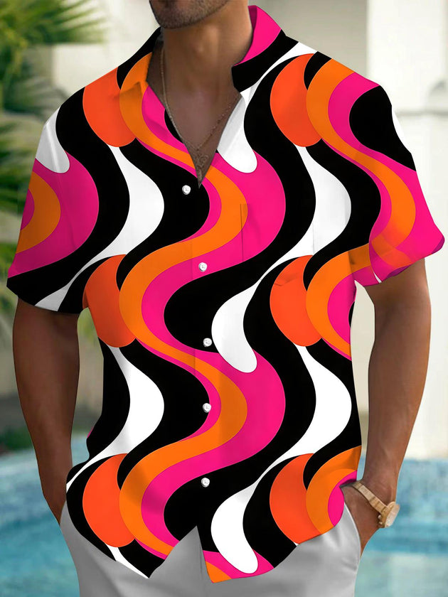 Abstract Men's Pocket Short Sleeve Shirts