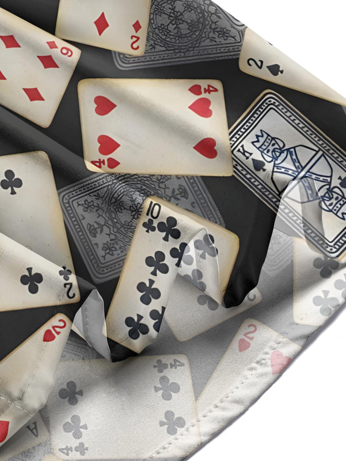 Poker Print Men's Pocket Short Sleeve Shirts