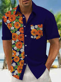 Floral Print Men's Pocket Short Sleeve Shirts