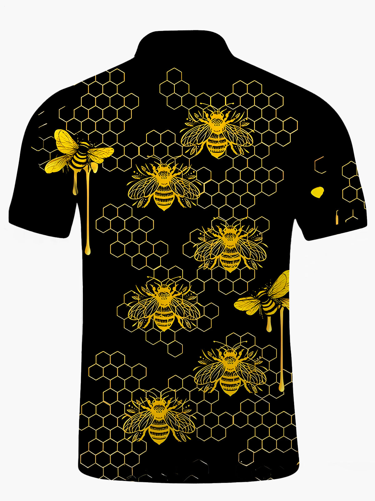 Bee Men's Short Sleeve Button Polo Shirt