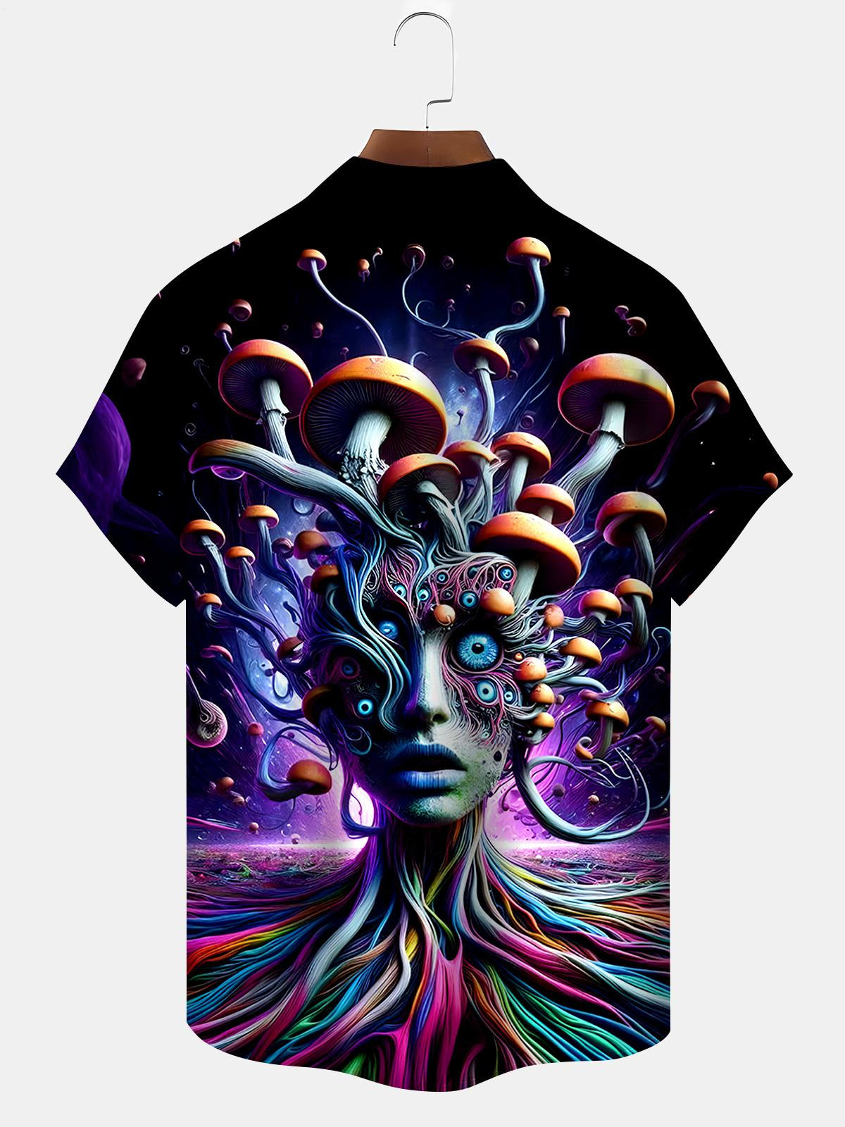 Mushroom Tree Men's Pocket Short Sleeve Shirts