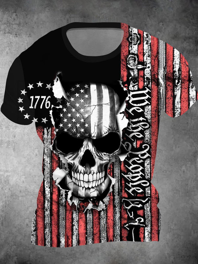 men's skull print shirt front view Independence Day