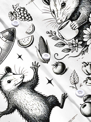 Vintage Raccoon Mouse Men's Pocket Short Sleeve Shirts