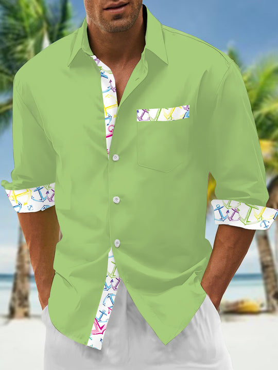 men's anchor print shirt front view