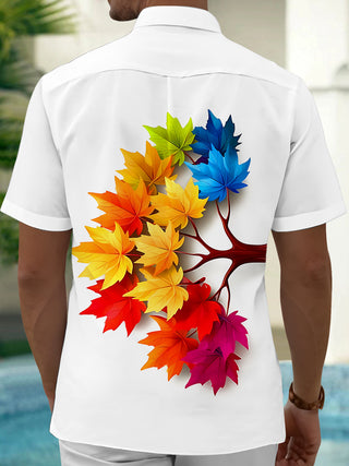men's travel print shirt back view