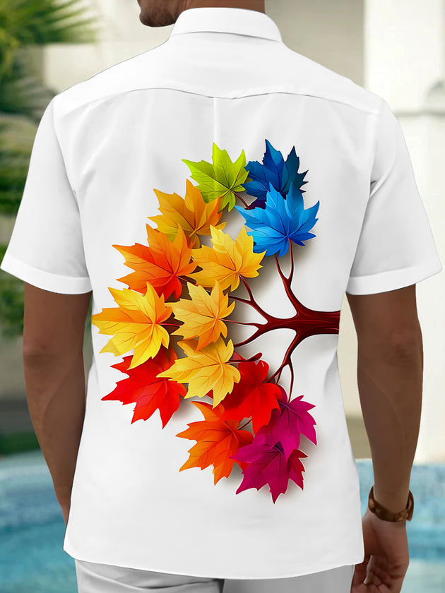 men's travel print shirt back view