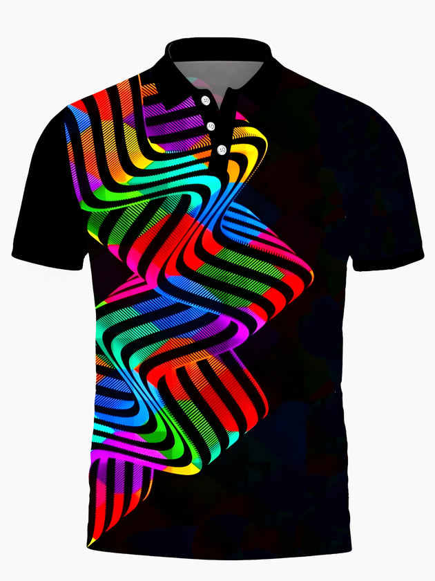 Men's short sleeve tie dye polo shirt front view