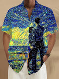 Post Impressionist Art Print Men's Pocket Short Sleeve Shirts