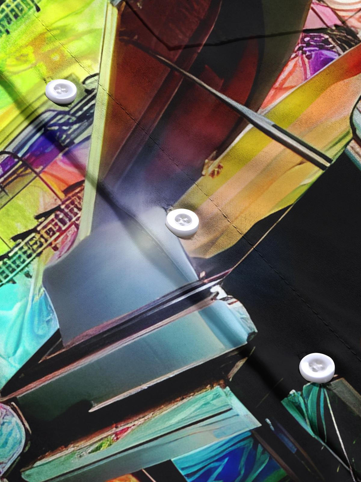 Piano Print Men's Pocket Short Sleeve Shirts