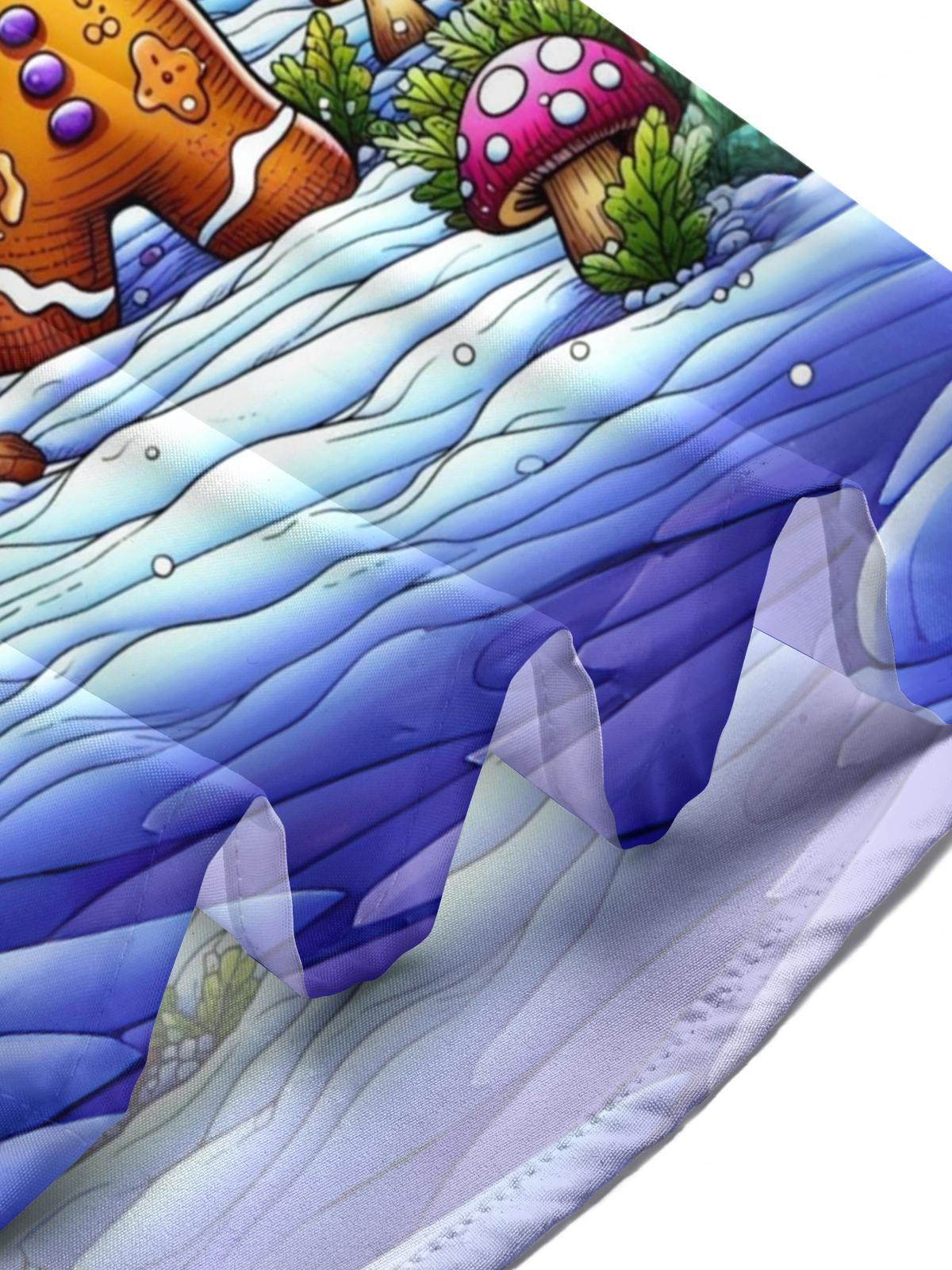 Mushroom Gingerbread Man Print Men's Pocket Short Sleeve Shirts